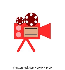 Retro camera in flat design. Video camera vector.