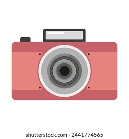 Icono plano de cámara retro. Ilustración de equipo de fotografía. Gráfico de herramienta Instantánea. Símbolo de afición creativa. Ilustración vectorial. EPS 10.