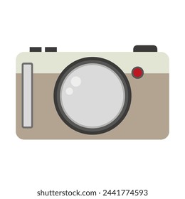 Icono plano de cámara retro. Símbolo de equipo de fotografía. Dispositivo de instantánea vintage. Hobby y accesorios de viaje. Ilustración vectorial. EPS 10.