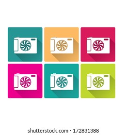 Retro Camera flat icon vector illustration for web design  and mobile app. photo camera icon set