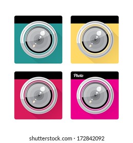 Retro Camera flat icon vector illustration for web design  and mobile app. photo camera icon set