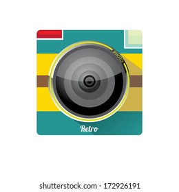 Retro Camera flat icon vector illustration for web design  and mobile app