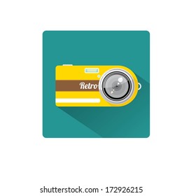 Retro Camera flat icon vector illustration for web design  and mobile app