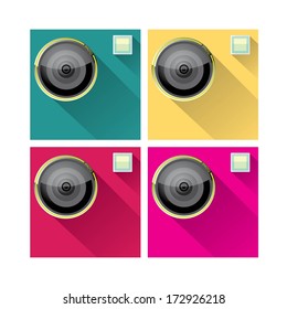Retro Camera flat icon vector illustration for web design  and mobile app. photo camera icon set