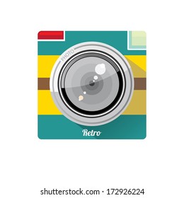 Retro Camera flat icon vector illustration for web design  and mobile app