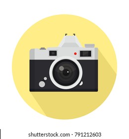 retro Camera Flat style with long shadow icon