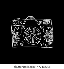 Retro camera with floral ornamental 