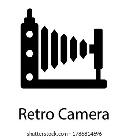 retro, camera glyph icon isolated on white background