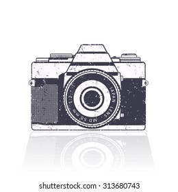 Retro camera, with grunge texture, vector, eps10