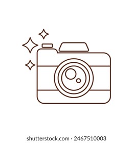 Retro camera icon flat design template