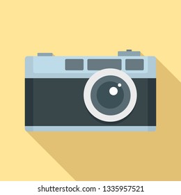 Retro camera icon. Flat illustration of retro camera vector icon for web design