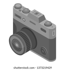Retro camera icon. Isometric of retro camera vector icon for web design isolated on white background