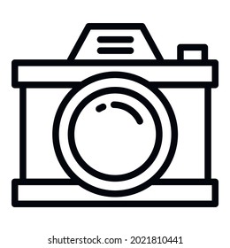 Retro camera icon. Outline retro camera vector icon for web design isolated on white background
