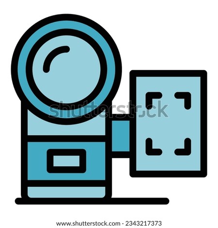Retro camera icon outline vector. Studio photo. Proffesional equipment color flat
