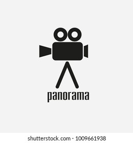 Retro Camera Icon. Panorama Icon. Viewpoint Icon. Vector Illustration.