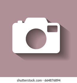 Retro camera icon vector with shadow.