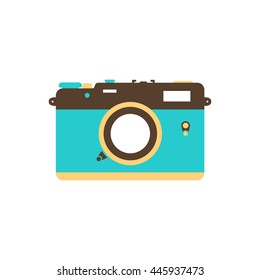 Retro camera Icon. Vintage camera in flat style. Isolated on a white background.