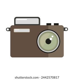 Icono de cámara retro. Equipo de fotografía vintage. Cámara de fotos de la vieja escuela. Ilustración de cámara de diseño clásico. Ilustración vectorial. EPS 10.