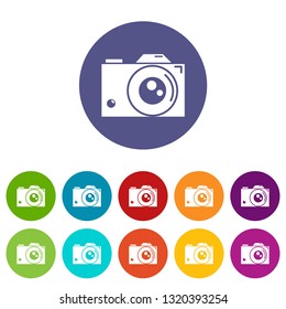 Retro camera icons color set vector for any web design on white background