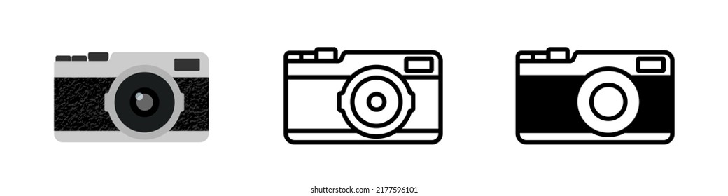 Retro camera. Camera icons set. Vector clipart isolated on white background.