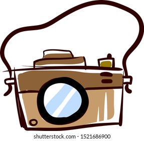 Cámara retro, ilustración, vector sobre fondo blanco.