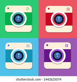 Retro camera illustration. vintage vector