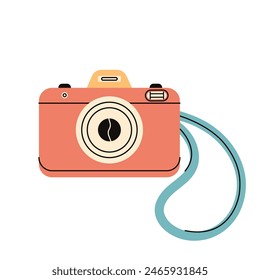 Retro camera isolated on white background. Summer vacation element. Photo device