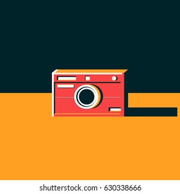 Retro camera lens vector illustration. Old fashioned vintage minimalistic photography equipment concept image 