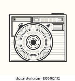 Retro camera in line art version