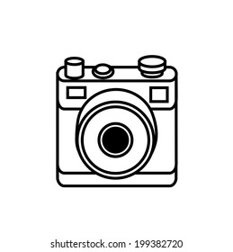 retro camera line icon flat design