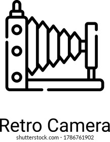 retro camera line icon isolated on white background