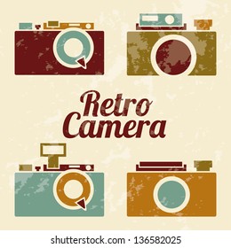 retro camera over brown background. vector illustration