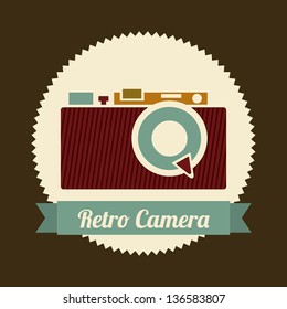 retro camera over brown background. vector illustration