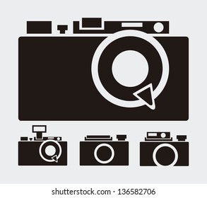 retro camera over gray background. vector illustration