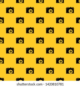 Retro camera pattern seamless vector repeat geometric yellow for any design