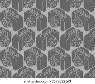 Retro camera pattern seamless. vintage camera background