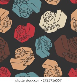 Padrão de câmera retro sem costura. fundo de câmera vintage