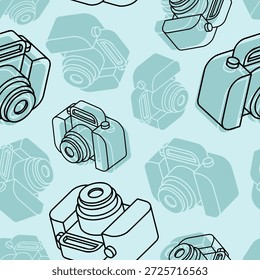 Padrão de câmera retro sem costura. fundo de câmera vintage