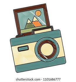 retro camera with picture photographic icon