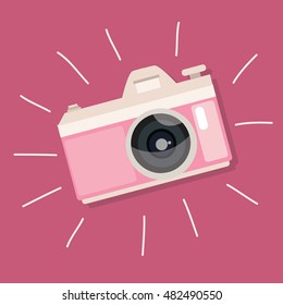 retro camera pink vintage icon illustration photo device