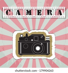 Retro camera in a scrapbook style vector
