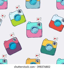 Retro camera seamless pattern