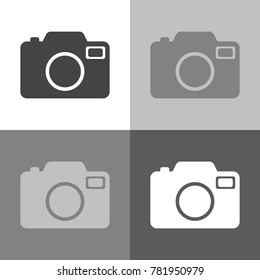 Retro camera set icon vector on white-grey-black color.