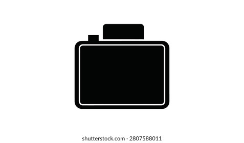 Retro camera shape with raised flash black and white silhouette vintage