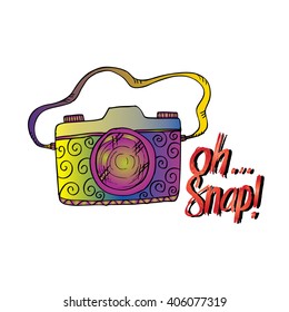 Retro camera. Sketchy style