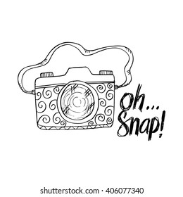 Retro camera. Sketchy style