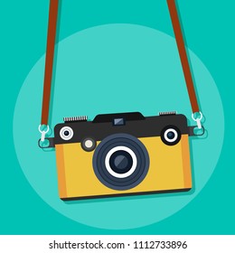 Retro camera. Vector illustration.