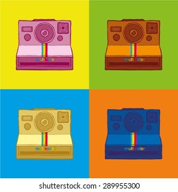 Retro camera vector illustration / pop art background / retro background