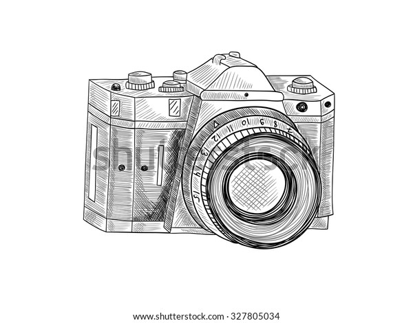 Retro Camera Vector Sketch Illustration On Stock Vector (Royalty Free ...