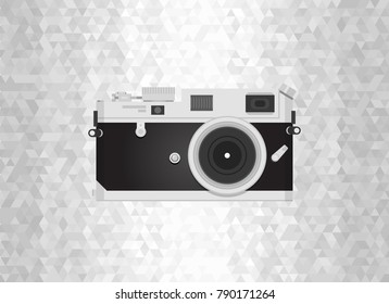 Retro camera or vintage camera in a flat style on a grey background. vector eps 10